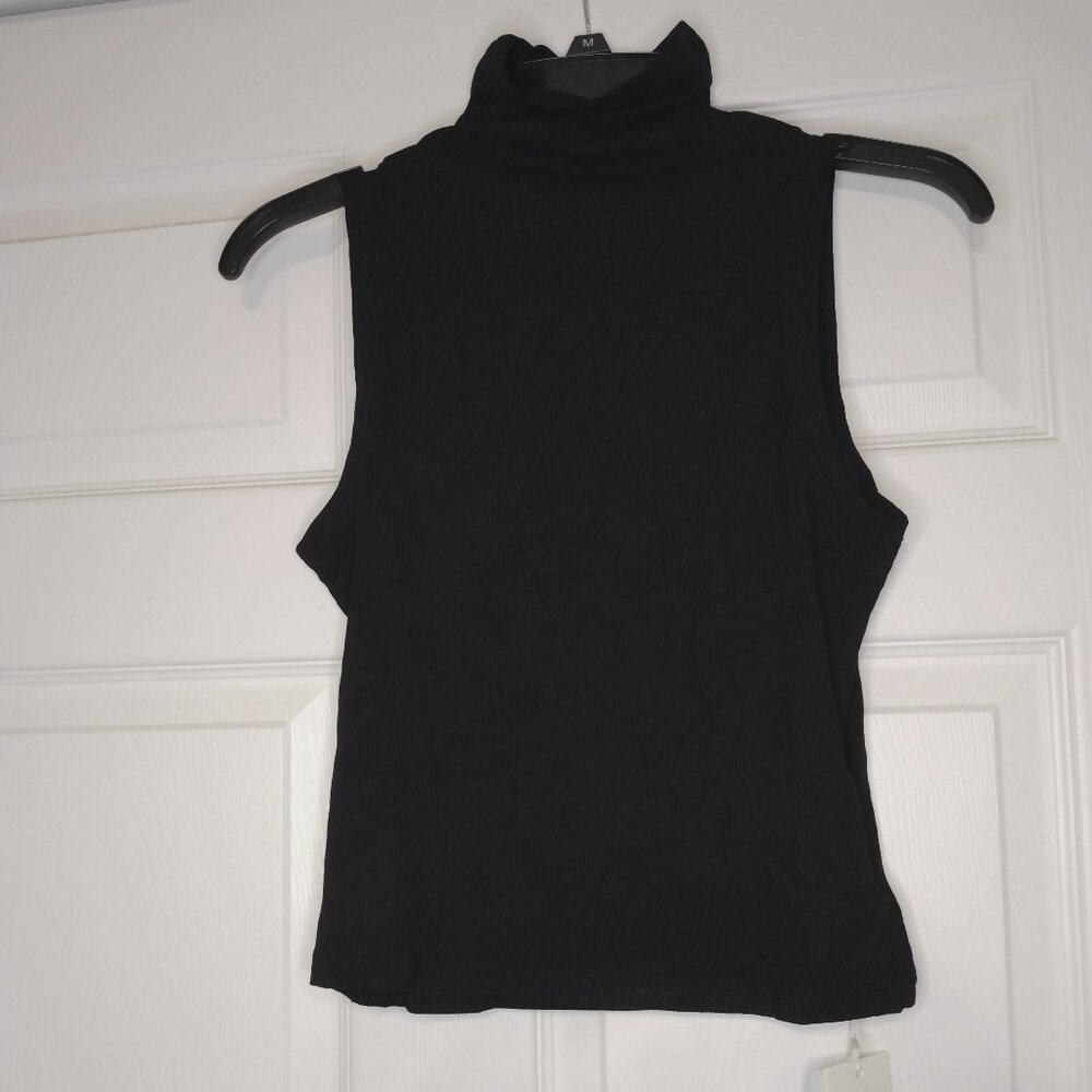 Commense Women's Black Sleeveless Turtle Neck Top Size XL